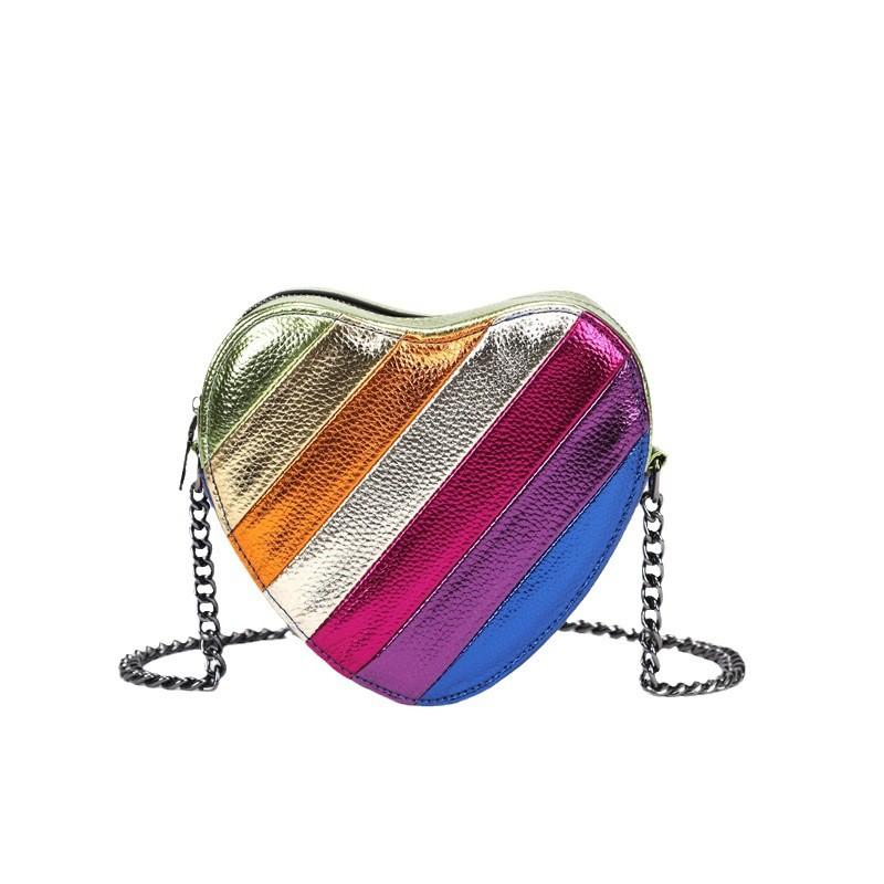 

Vintage Inspired Colorful Chain Crossbody Bag In Heart Shape For Trendy Travel