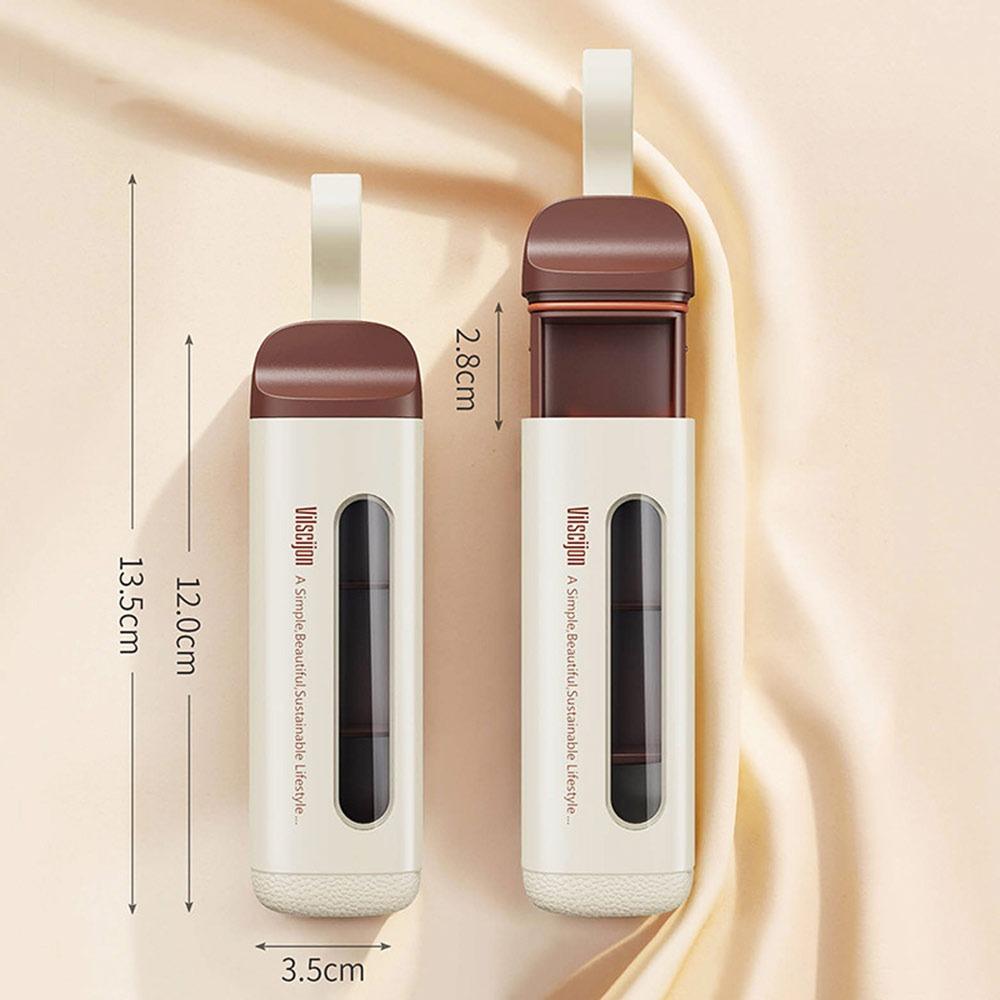 

Gifts 3-Compartment Daily Pill Organizer Mini Pocket Travel Pill Holder Moisture-Proof Pillbox Portable Sliding Storage Box бежевий