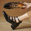 Women's Short Heels Mary Janes Shoes Luxury Gold Silver Black Medium Heeled Party Wedding Shoes Female Dress Pumps Big Size 45