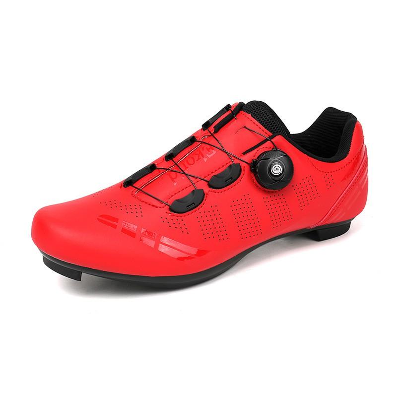 Unisex buty rowerowe z obrotowym pokrętłem, niskie, skórzana cholewka, kompatybilne z systemem zatrzaskowym do rowerów MTB i szosowych