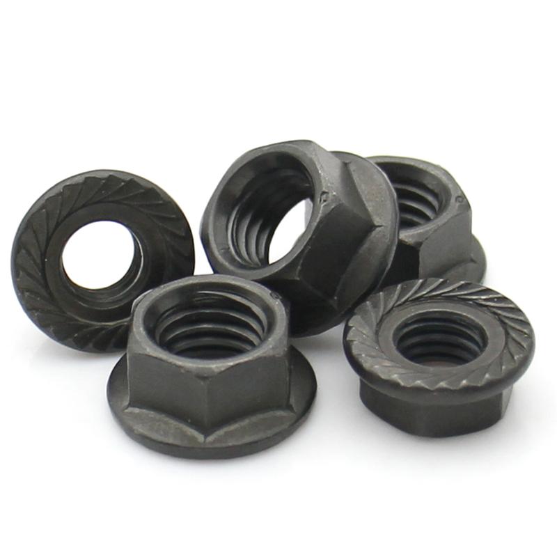2-50pcs Carbon Steel Serrated Flange Lock Nuts Hex Locking Anti-Loose Nut with Washer M2-M16