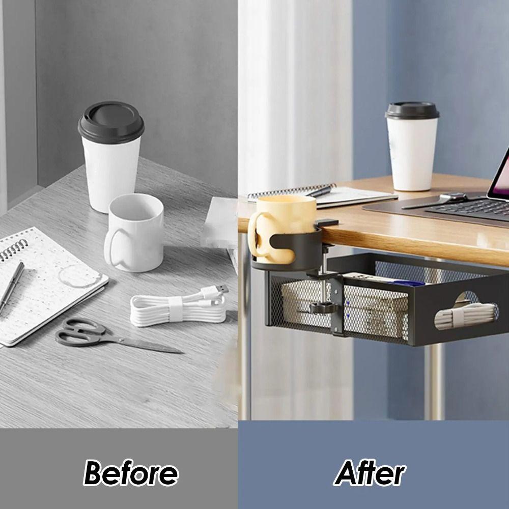 360 Degree Rotating Under Desk Storage Rack Carbon Steel Under Desk Organizer  Home