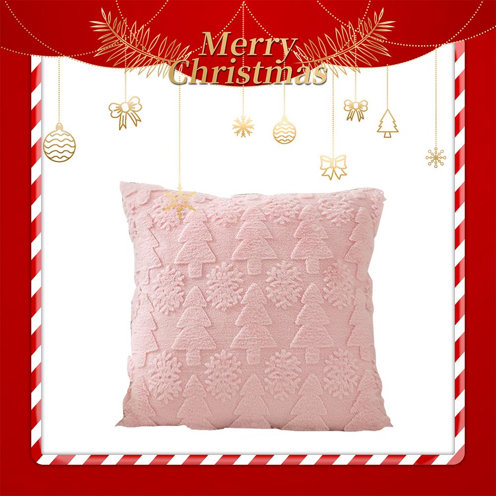 Christmas Tree Pillow Cover Soft Decorative Cushion Cover Fluffy Snowflake Pillowcase for Winter Holiday Decoration