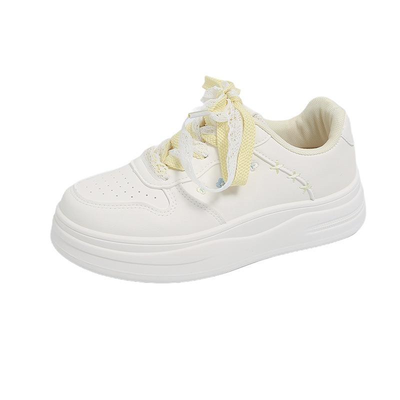 Fashion Thick Bottom Breathable Casual Shoes 2025 New Women Breathable Lace-up Vulcanzied Shoes Luxury Lightweight Flats Sneakers Mujer