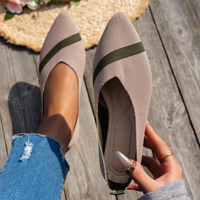 Scarpe da donna in maglia, taglia grande, 36-43, con fondo piatto, a punta, traspiranti, nuove, con fondo morbido e bocca bassa, scarpe abbinate piatte per donna