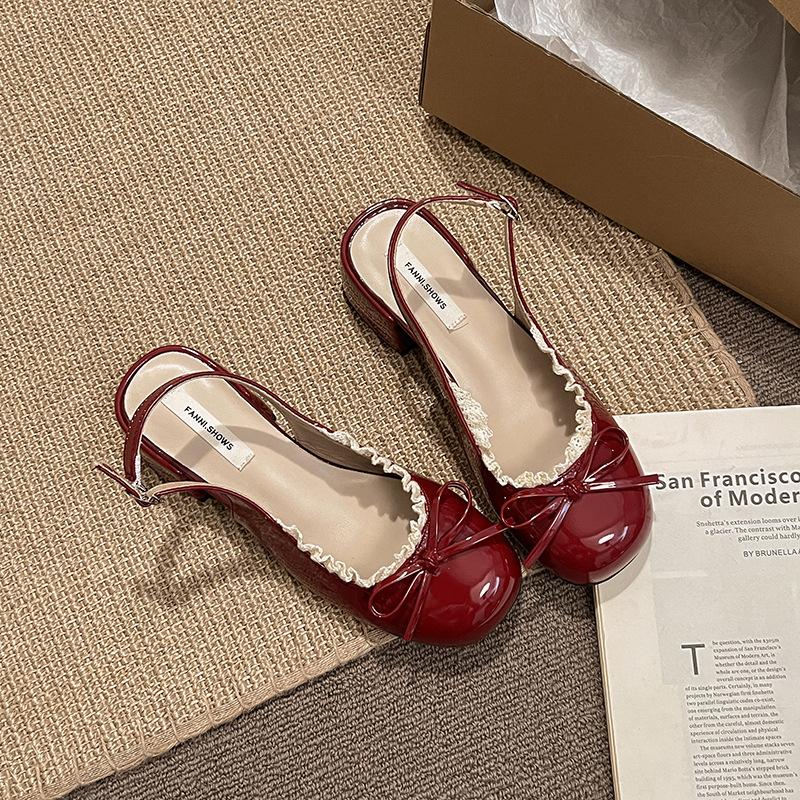 Silver French Ballet Light Mouth Thick Heel High Heels Women's Summer 2025 New Skirt Heightening Mary Jane Single Shoes