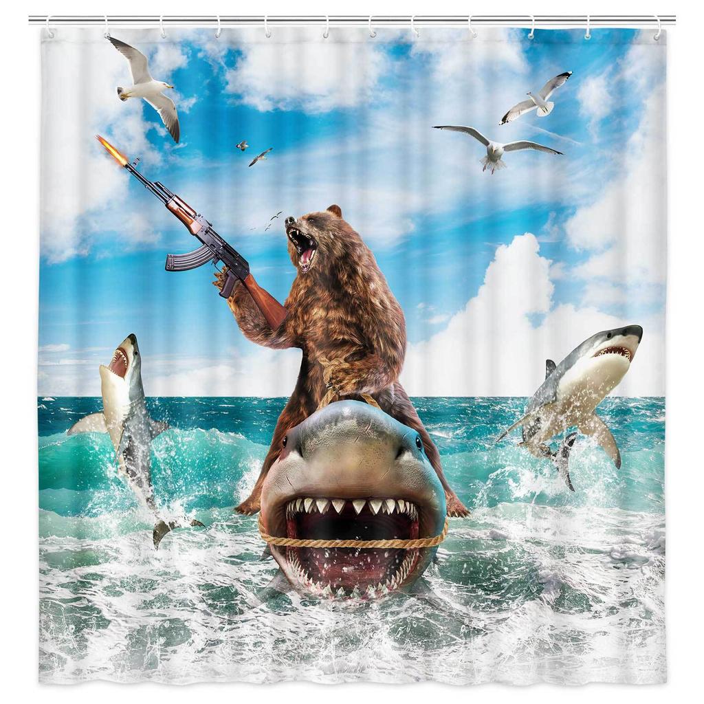 Duschvorhang Katze Lustiges Muster Badezimmervorhang Polyester Trennvorhang Wasserdicht und Schimmelresistent Heimdekoration