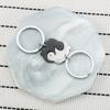 Splicing Rabbit Stainless Steel Keychain Cute Cartoon Style Fashion Couple Keyring Practical Lightweight Bag Pendant for Daily Use