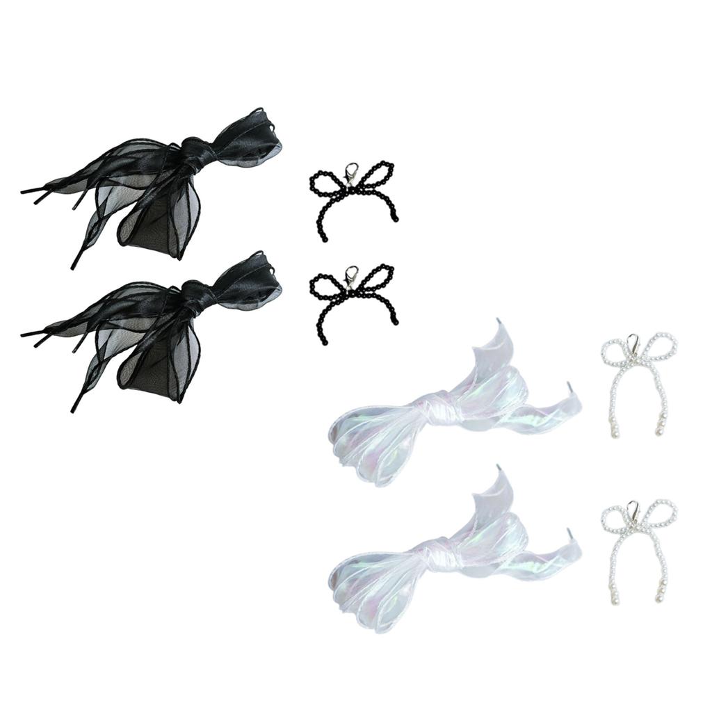 Sweet Bowknot Shoe Decoration Bag Pendant Pearl Lace Shoe Buckle Ornament for Jewelry Making DIYs Keychain Accessories