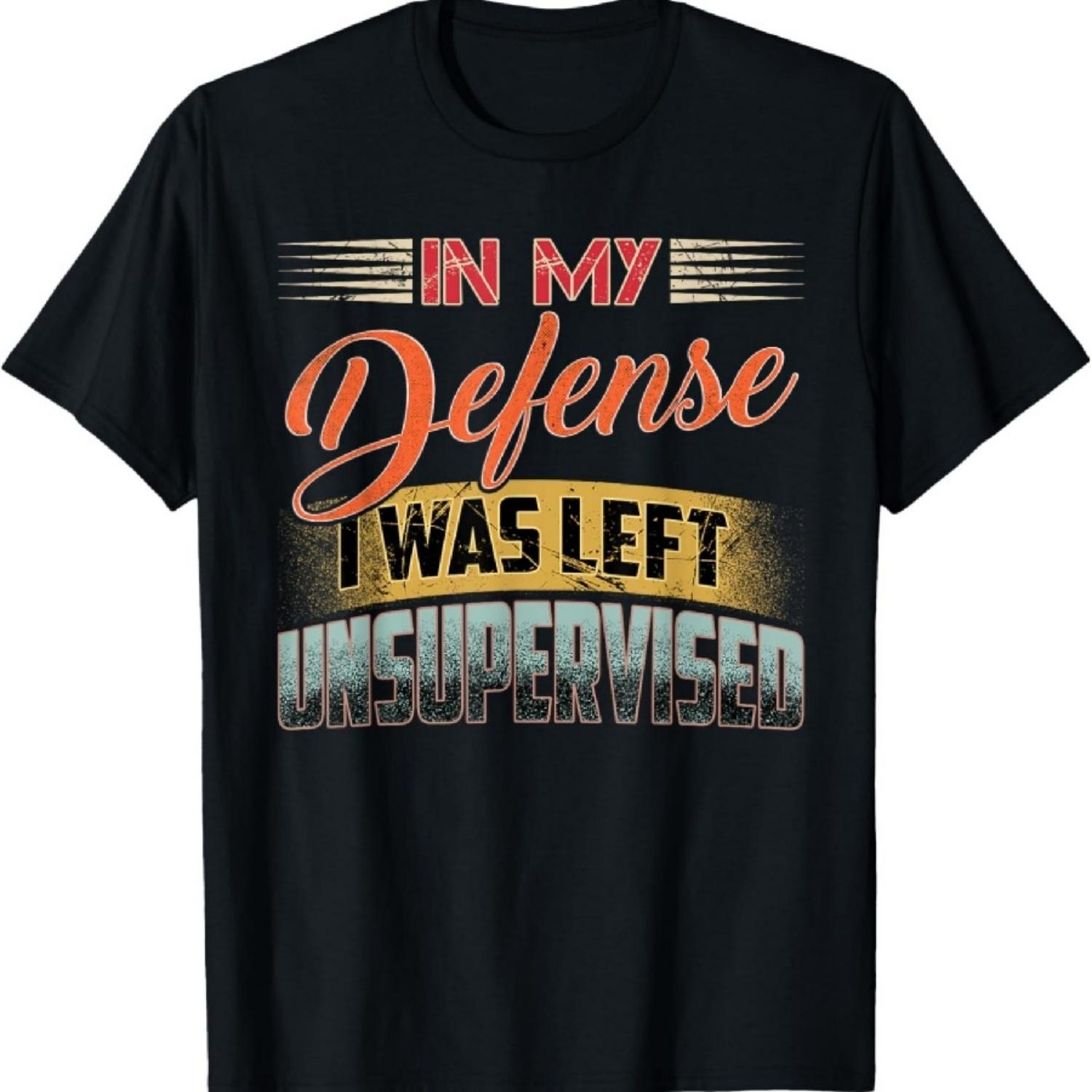 Funny Saying In My Defense I Was Left Unsupervised Retro T-Shirt XXXXXL чёрный