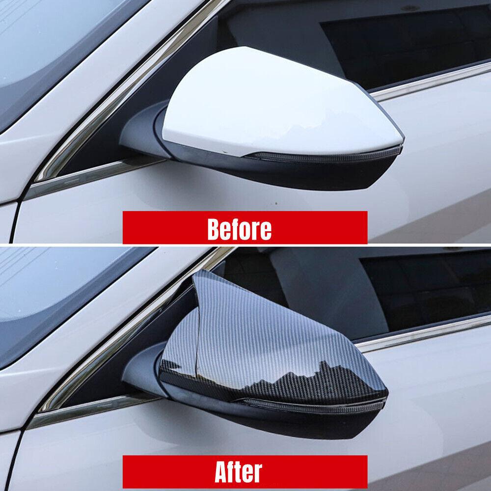 Carbon Fiber Look Rear View Mirror Cover Cap Trim For Hyundai Elantra 2021 2022