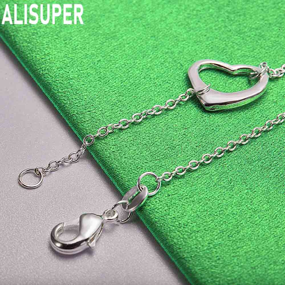 Bracciale Esclusivo in Argento Sterling 925 con Cuore Traforato e Catena Laterale Gioiello Regalo