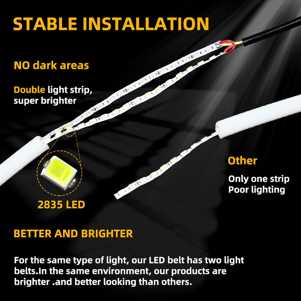 2PCS DRL Flexible Flowing LED strip 30CM 45CM 60CM White Turn Yellow Turn Signal Angel Eyes Daytime Running Lights