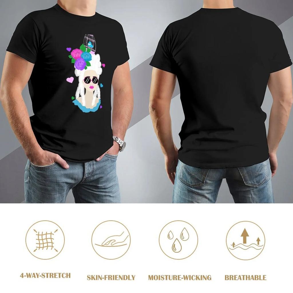Cool Rococo Lady T-Shirt Rapper Graphic Tees Vintage Anime Shirt Customs Design Your Own Sweat Black T-Shirts For Men