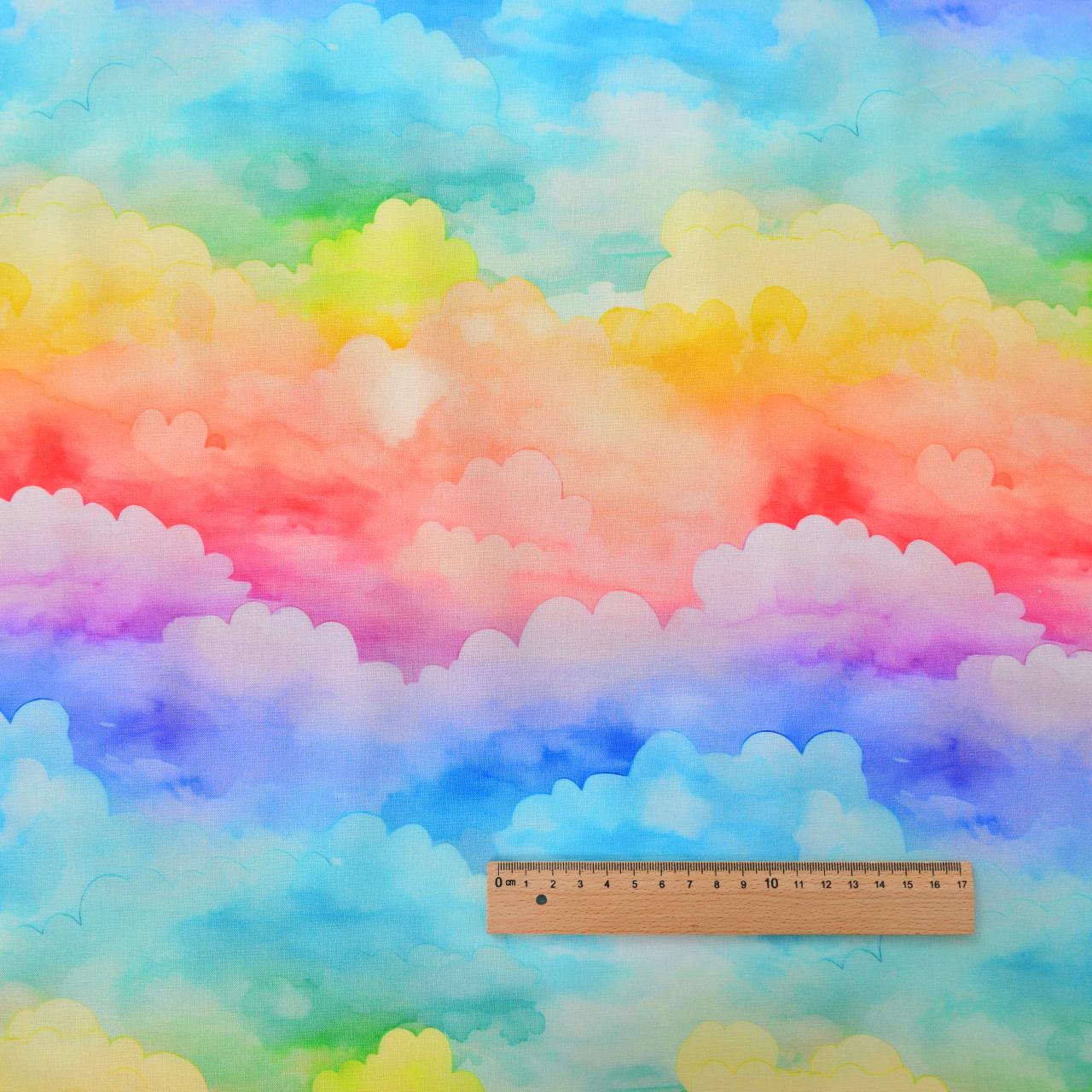 

Colorful Rainbow Cloud Print Pure Cotton Fabric for DIY Clothing and Dresses
