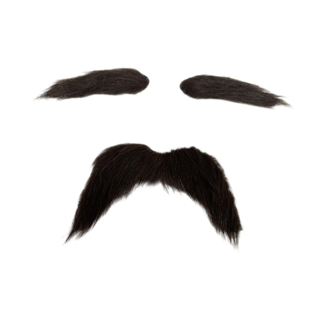 2x Fake Mustache and Eyebrows, Beard for Party Festival
