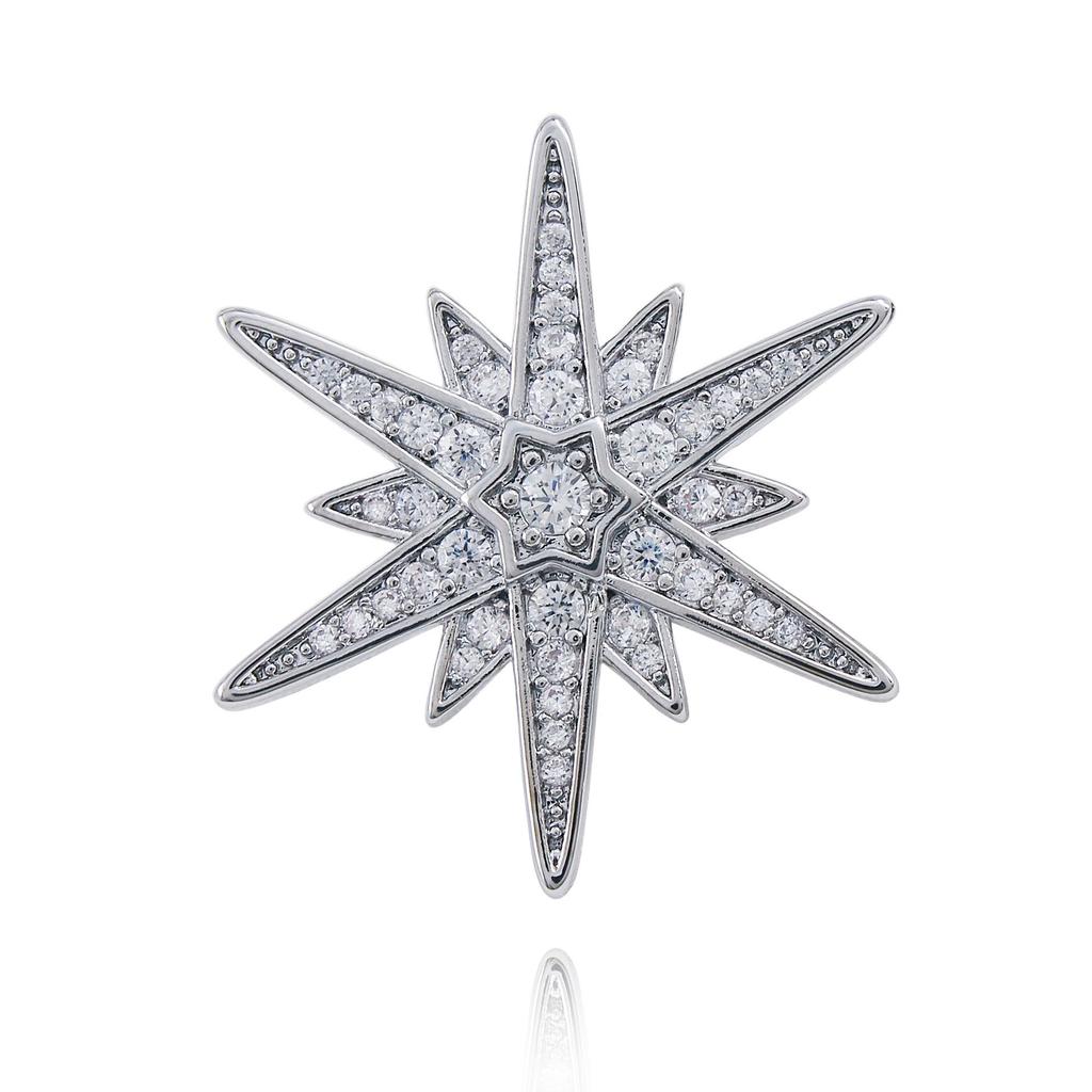 Luxury Six-Pointed Star Brooch for Men, Micro-Paved Zirconia Lapel Pin, Premium High-End Accessory