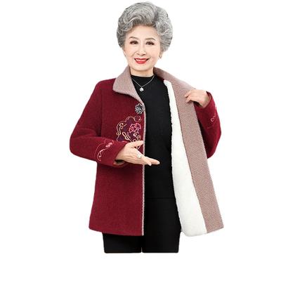 Förtjockad kappa för äldre kvinnor Jacka med Faux Mink Cashmere varm överrock