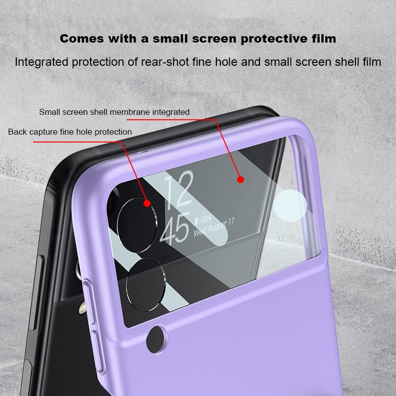 Case For Z Flip3 With Strap Len Camera Glass Protection Case For Samsung Galaxy Z Flip3 5g Case Wristband Plastic Pc Back Cover