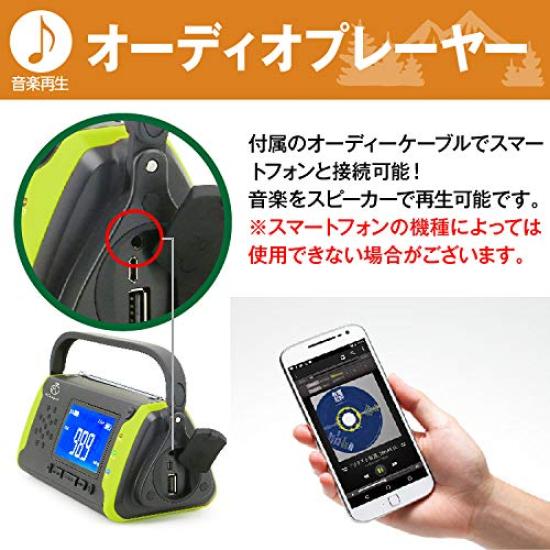 Rikopin Portable Recommended by Disaster Preparedness Emergency Radio with Wide FM LED Smartphone Earphone Jack Mini IPX3 USB Solar Hand Crank AAA