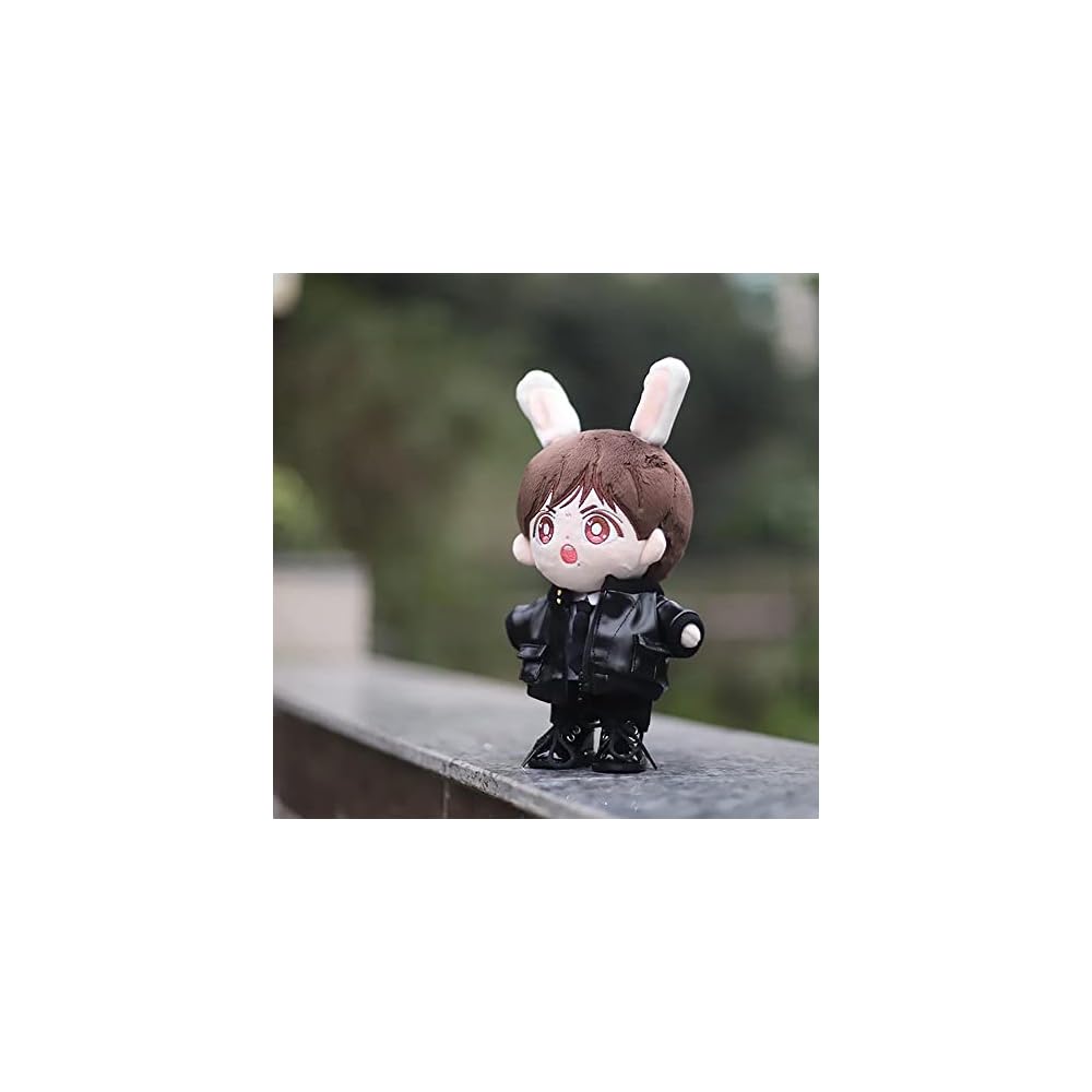 niannyyhouse 20cm Doll Clothing Set Plush Suit Leather Jacket White Shirt Tie Pants Cotton Outfit for Dress-Up