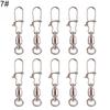 10Pcs Stainless Steel Fishing Connector Bearing Rolling Swivel with Snap Pins