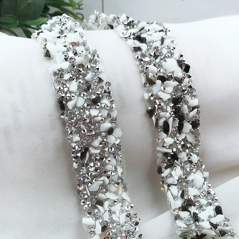 Hot Fix Rhinestone Ironing Chain DIY Clothing Shoes Bag Ironing Sewing Jewelry Accessories Gemstone Trim Belt Diamond Glue 1Yard