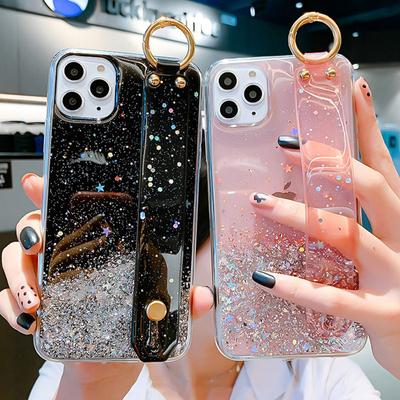 Bling Glitter poutko na zápěstí Pouzdro na telefon Iphone 12 11 13 14 Pro Max Xr Xs Max X 7 8 Plus 11 13pro 14 Měkký průhledný zadní kryt