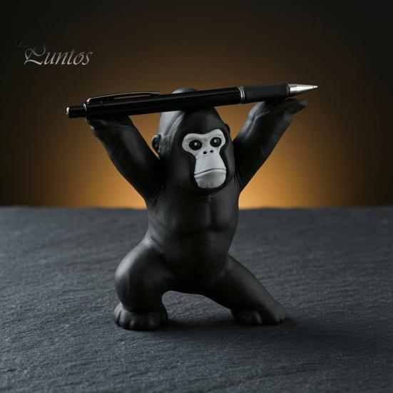 Durable Desktop Pen Rack 3D Printed Gorilla Holder, Funny Figurine, Personalized Gift for Coworkers Minimalist Black Desk Ornaments Office Home Study