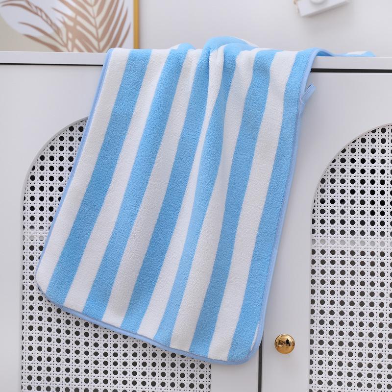 Coral Fleece Towel Set: Soft, Absorbent, Wide Stripe Design, 5-Piece Gift for Face Washing 35*70cm±2