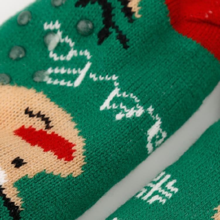 2 Pairs Winter Fuzzy Slipper Socks Nonslip for Women Soft Warm Themral Fleece Lining Knitted Thick Christmas Stockings