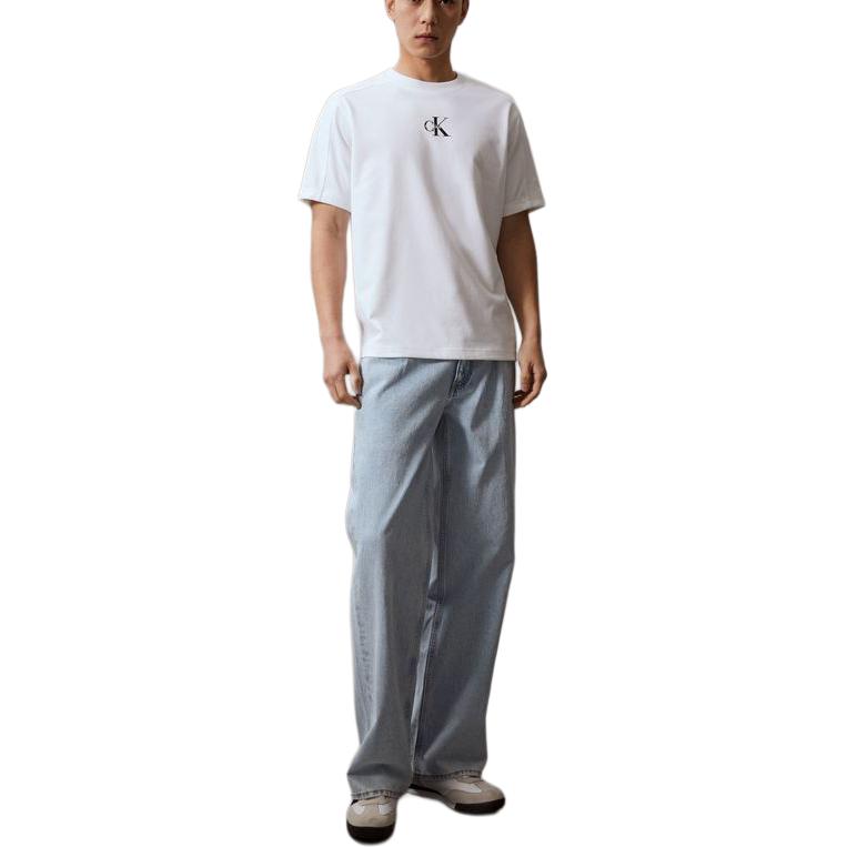 Calvin Klein Minimalist Printed Casual Crew Neck Short Sleeve T-Shirt Men Tops Moonlight-White J325362-YAF