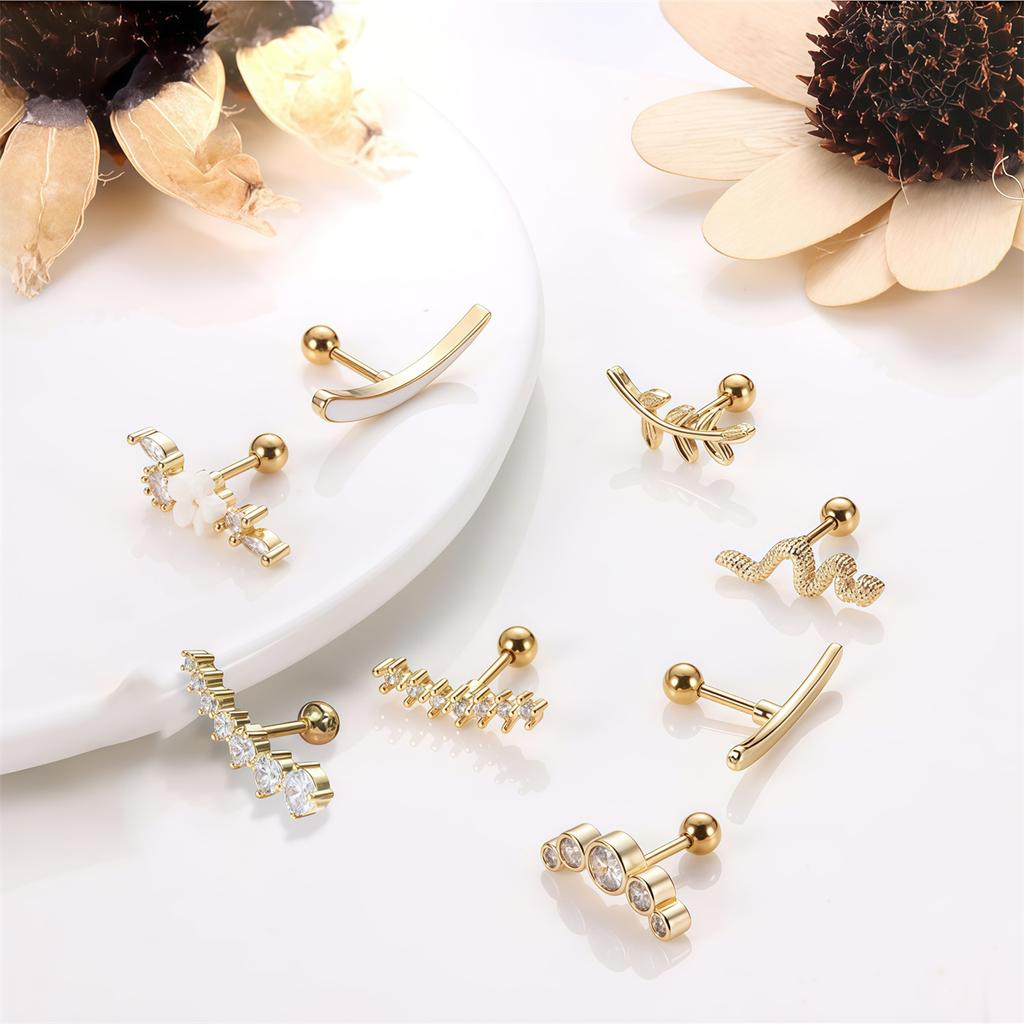 16G Edelstahl Zirkonia Ohrstecker für Damen Helix Conch Knorpel Piercing Schmuck Schraubverschluss