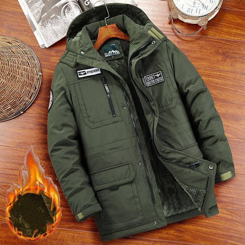 

Модная зимняя парка для мужчин, утепленные пальто с капюшоном, повседневная теплая ветровка, зимние куртки, верхняя одежда M зелёный