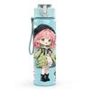 1PC Pink Hair Girl Green Raincoat Pattern 750ml Color Plastic Sports Water Bottle Leakproof Flip Straw Lid Suitable for Sports Office Home Use