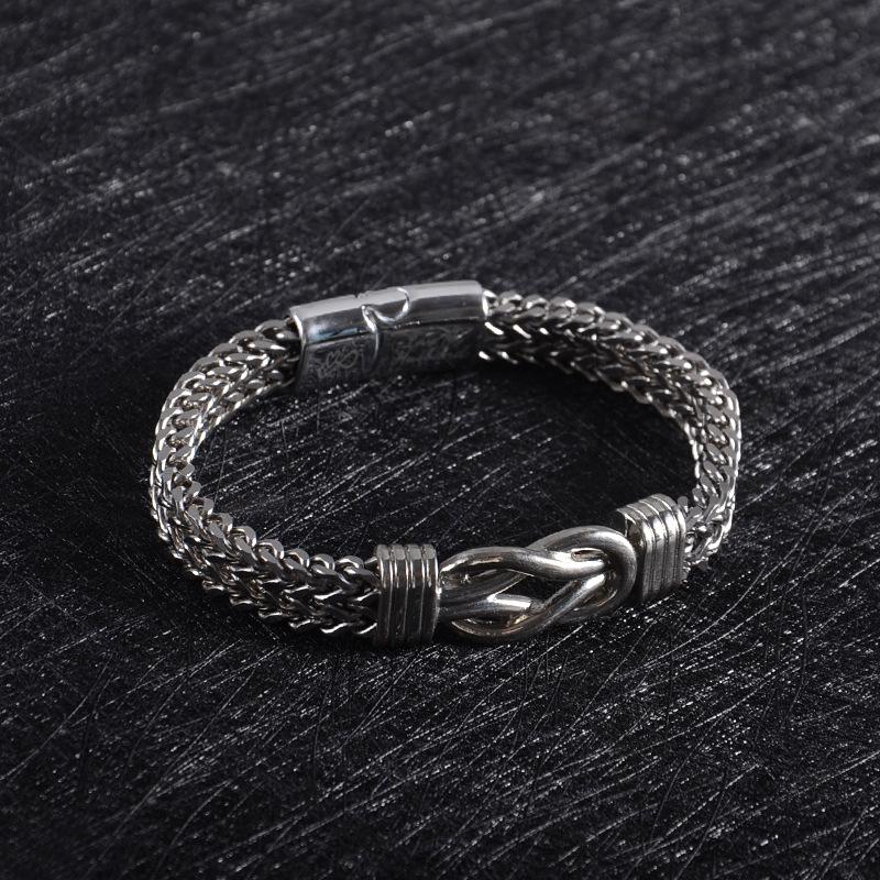 Fashionable Hand Jewelry - Simple Yet Powerful - Double-row Reversible Chain Fusion Twisted Stainless Steel Men's Bracelet