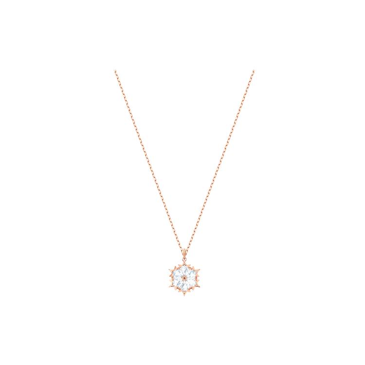 Swarovski Magic Snowflake Faux Crystal Stone Necklaces Womens Rose Gold/White