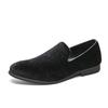 New British style men's hair stylist pattern suede lazy man slip-on bean loafers 46 plus-size pointed leather shoes