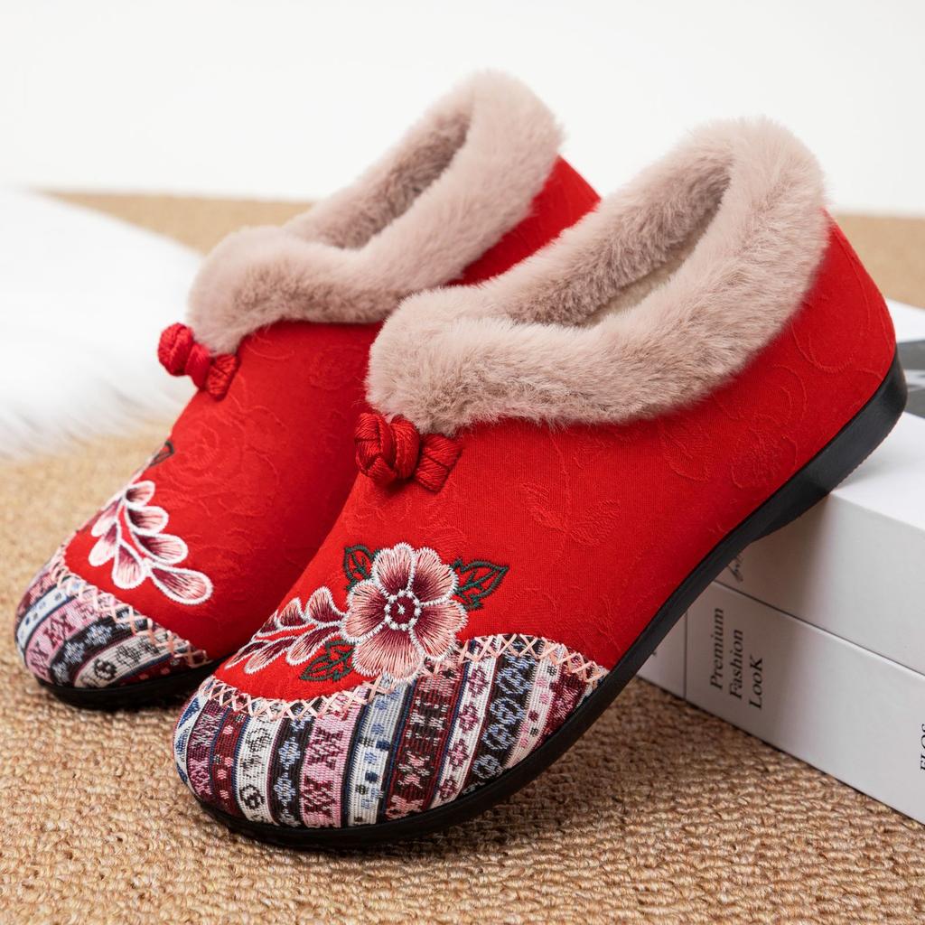 Shoes cotton shoes snow boots large size embroidered boots ethnic wind cotton boots thickened short boots