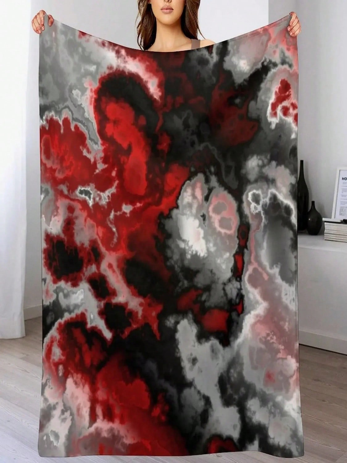 

Black Red Gray And White Abstract 2 Throw Blanket Decorative Beds Luxury Throw Warm For Winter Furry Blankets 75X95CM серый