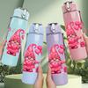 1PC Pink Gnome Couple Pattern 750ml Color Plastic Sports Water Bottle Leakproof Flip Straw Lid Suitable for Sports Office Home Use