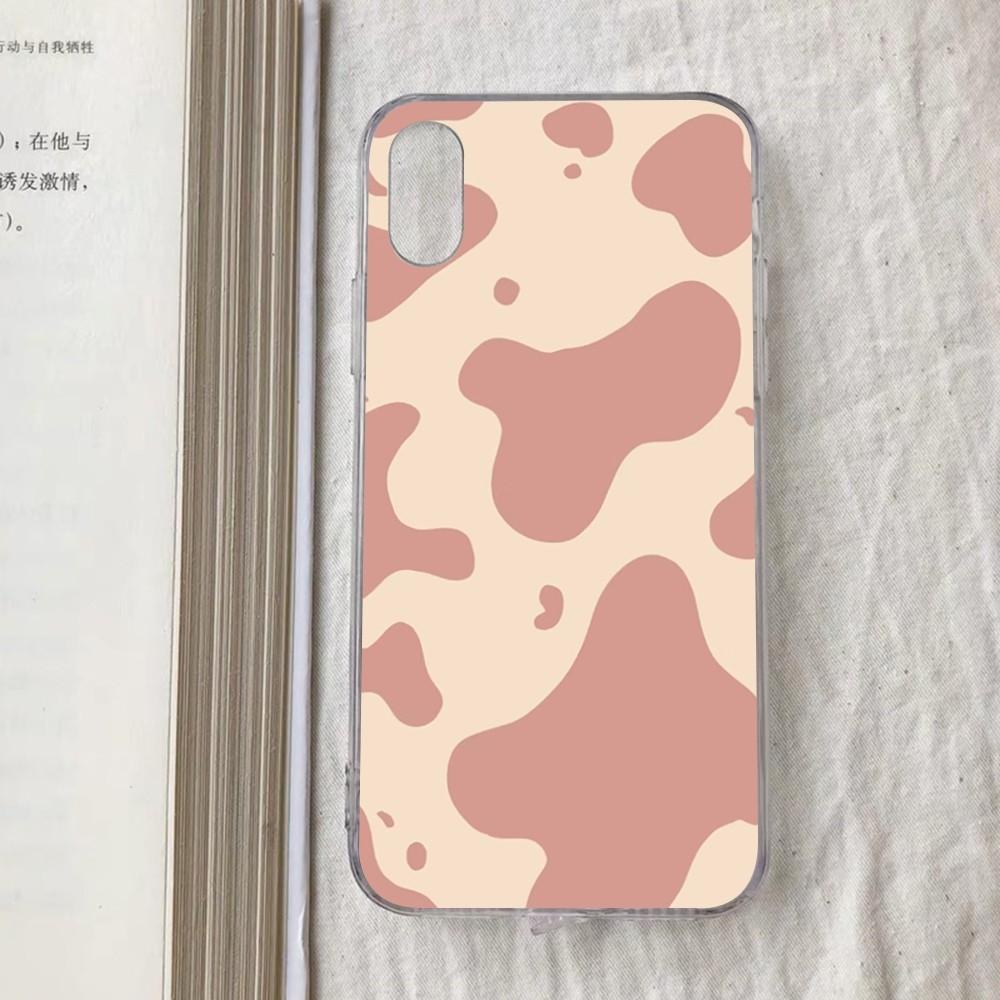 Cow Pattern Phone Case For iPhone 15 13 14 Pro Max XS XR 12 11 Pro 13 Mini 6 7 8 Plus Clear Back Cover Capa