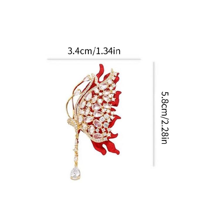 Crystal Rhinestones Butterfly Brooch Fashionable Evening Wear Lapel Pin Clothing Accessories Social Event Jewelry