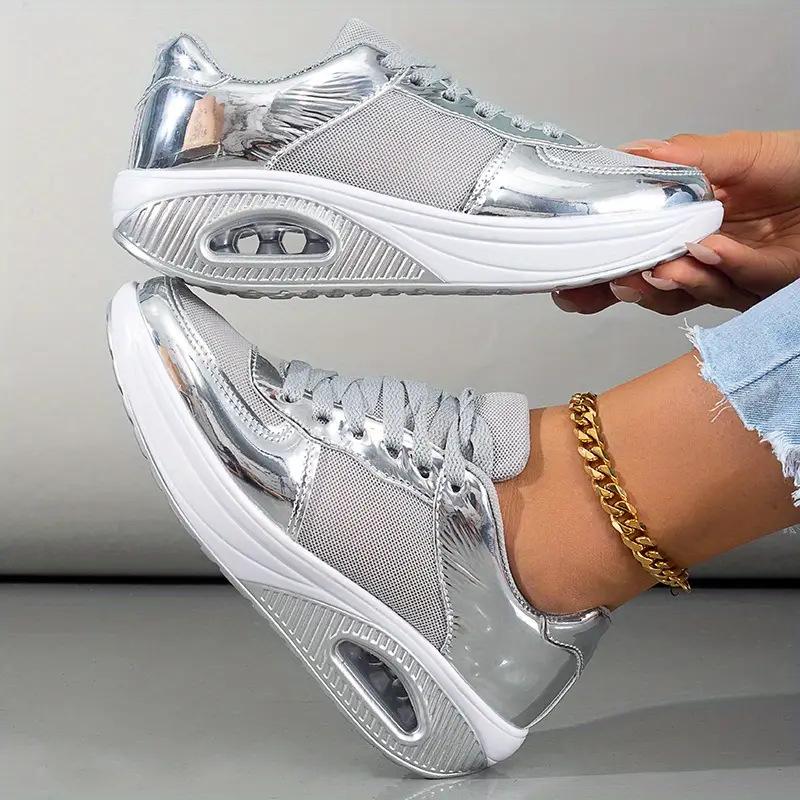 European and American Women's Shoes 2024 Autumn New Luxury Sequin Casual Wear-resistant Women's Sports Shoes Zapatillas Mujer