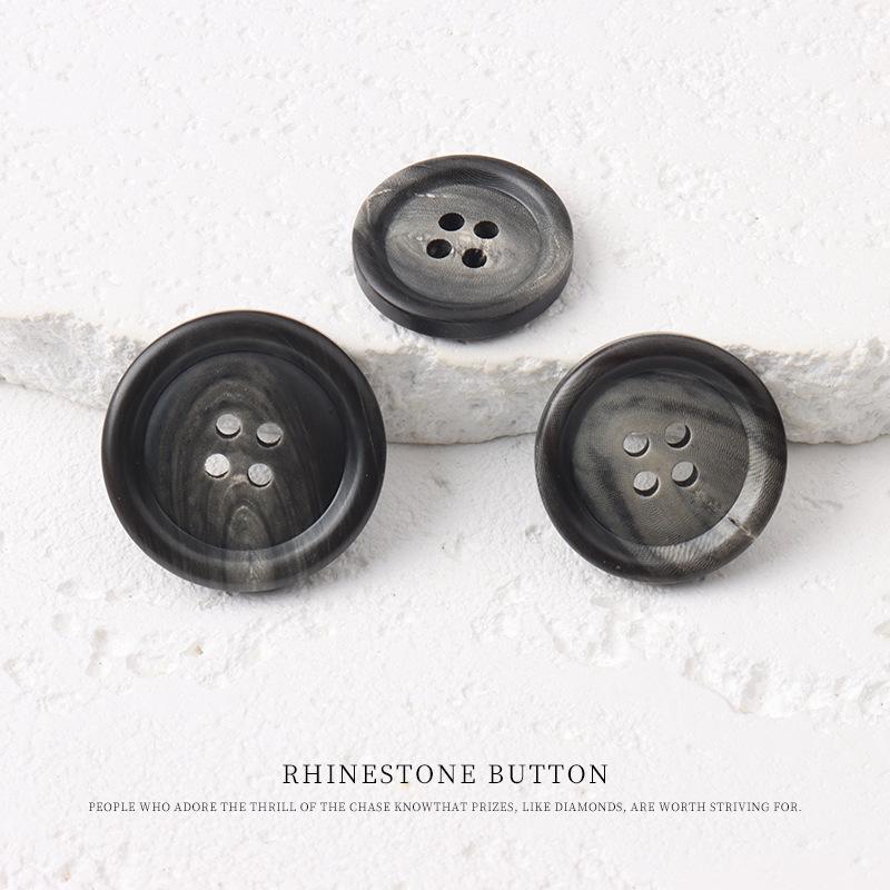 5pcs Round Edge Horn Laser Gray White Buttons High-End Coat Trench Coat Four-Eye Buttons Formal Suit Jacket Buttons