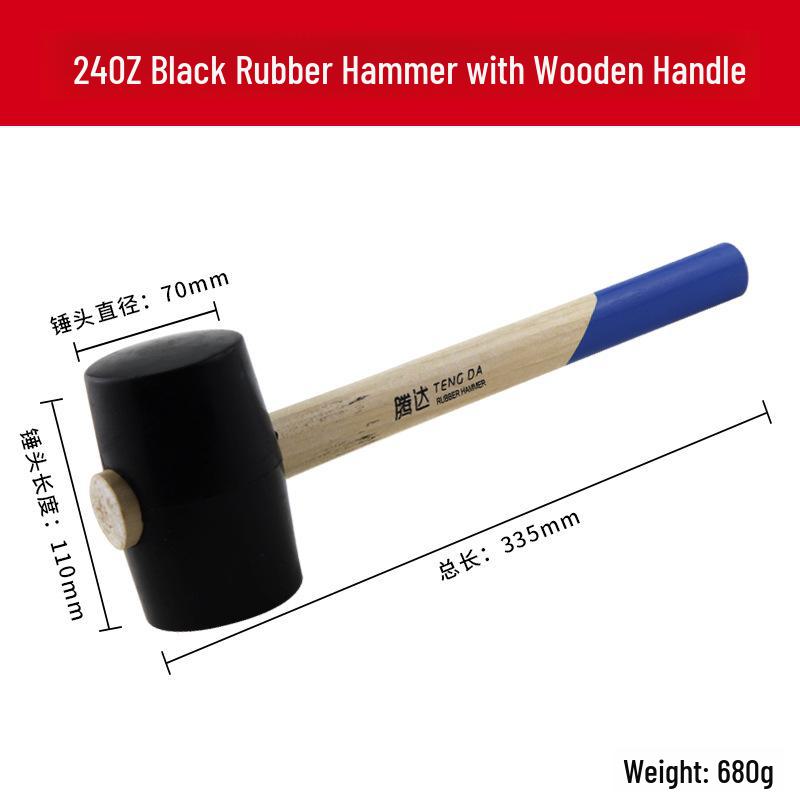 Tengda Solid Wood Handle Rubber Hammer for Tile Installation and Decoration