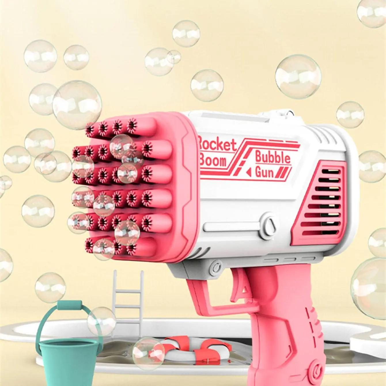 

1PC-Bubble Gun Rocket Holes Soap Bubbles Machine Christmas Gift Gun Shape Automatic Blower With Light Pomperos Toys For Kids