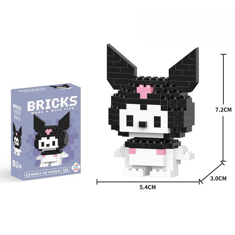 

Construction Block Toys Animation Characters Katie Cat Kuromi Small Particle Construction Assembly Toy For Kidss