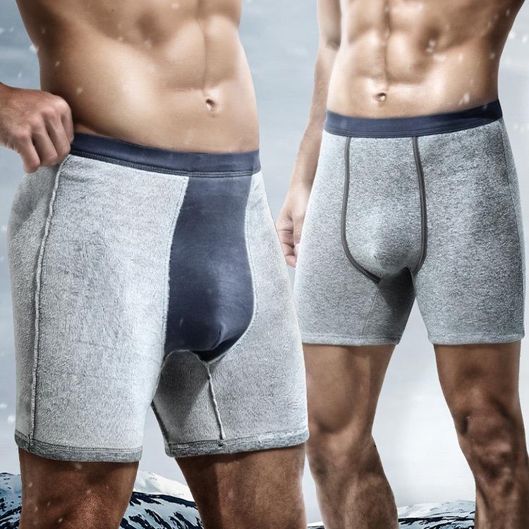 Men's Thermal Plus Velvet Long Boxer Shorts for Autumn/Winter