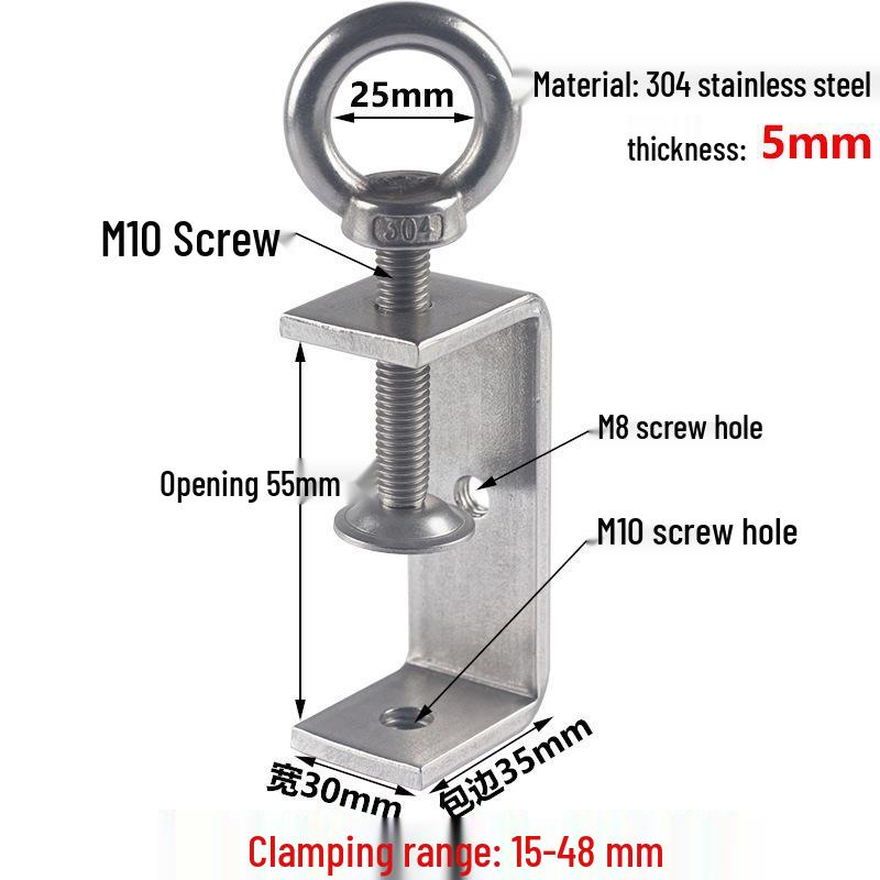 304 Stainless Steel Tiger C-Clamp U-Shaped Fixture with Hand-Tightened Eyebolt